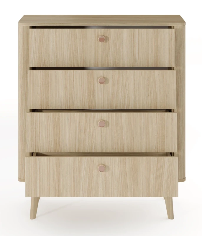 Komoda Viki 4 szuflady wąska na nóżkach 88 cm dąb barista