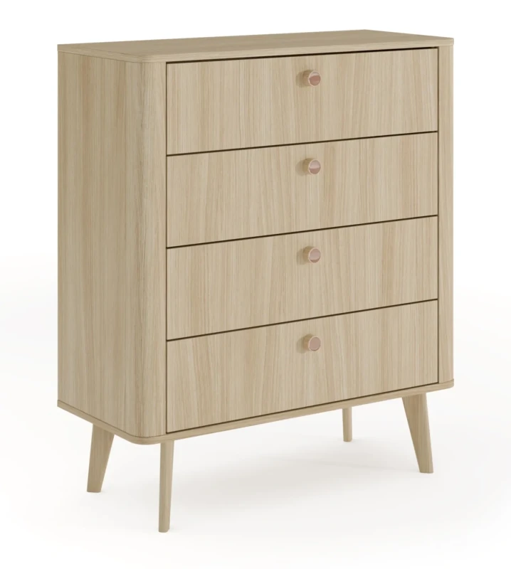 Komoda Viki 4 szuflady wąska na nóżkach 88 cm dąb barista