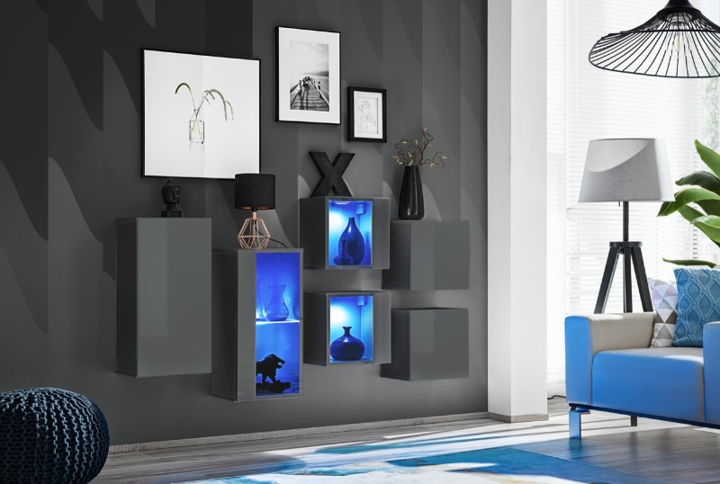 Meblościanka Switch SB IV - korpus: grafit, front: grafit połysk