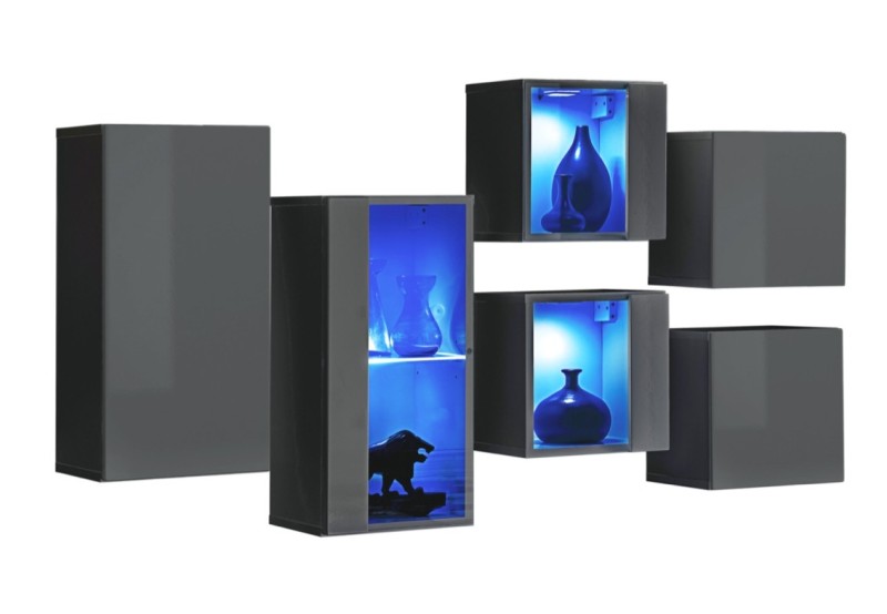 Meblościanka Switch SB IV -  Wariant mebla: korpus: grafit, front: grafit połysk