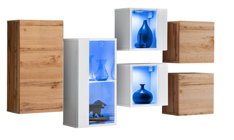 Meblościanka Switch SB IV -   Wariant mebla: korpus: biały/wotan, front: biały połysk/wotan