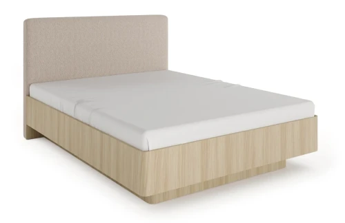 Łóżko Viki z pojemnikiem i tapicerowanym zagłówkiem 160x200 cm dąb barista