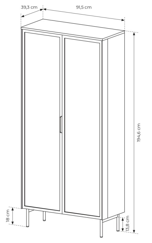 Witryna wysoka Lumi przeszklone fronty z oświetleniem LED 91 cm kaszmir