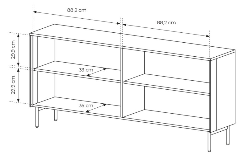 Komoda Lumi przeszklona 4-drzwiowa z oświetleniem LED 181 cm kaszmir