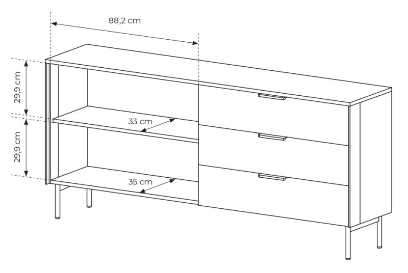 Komoda Lumi przeszklona z szufladami i oświetleniem LED 181 cm kaszmir