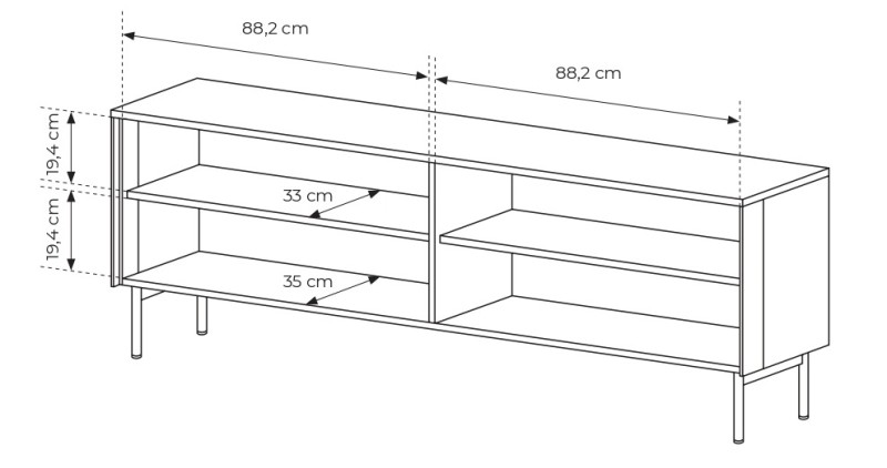 Szafka RTV Lumi przeszklona 4-drzwiowa z oświetleniem LED 181 cm kaszmir
