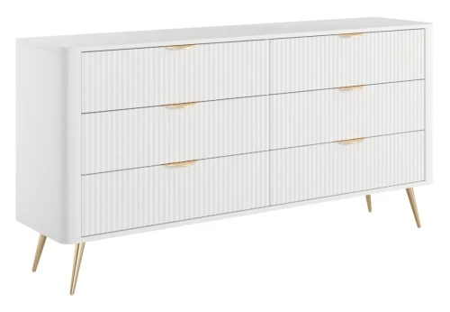 Komoda Lante ryflowana z szufladami do salonu 163 cm biała