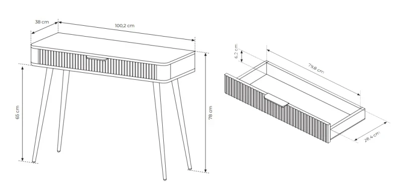 Toaletka Lante na nóżkach 100 cm biała