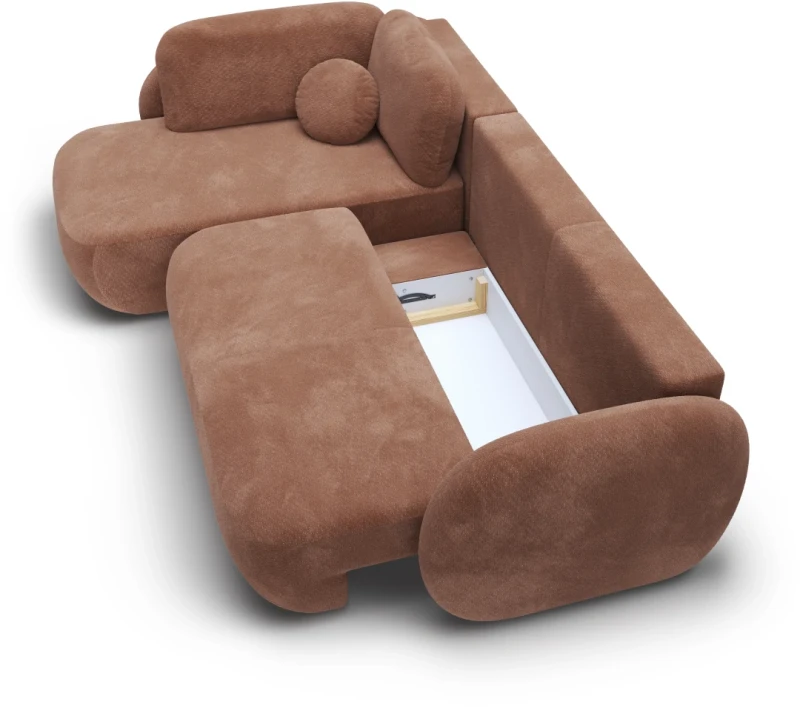 Narożnik rozkładany OLIO II 289 cm z funkcją spania i pojemnikiem na pościel - Egon 44