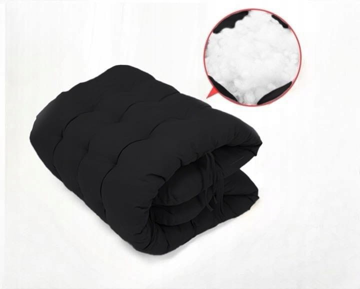 Leżak ogrodowy Libretto rozkładany plażowy z miękką poduszką czarny na  złotym stelażu