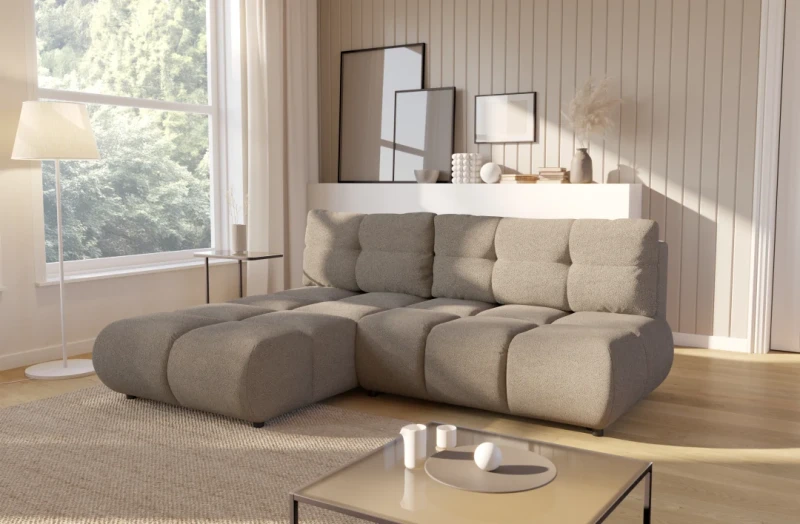 Narożnik rozkładany MILO 230 cm z funkcją spania i pojemnikiem na pościel - Now or never 16