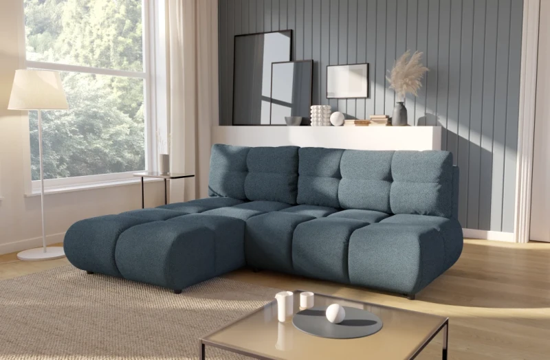 Narożnik rozkładany MILO 230 cm z funkcją spania i pojemnikiem na pościel - Now or never 77