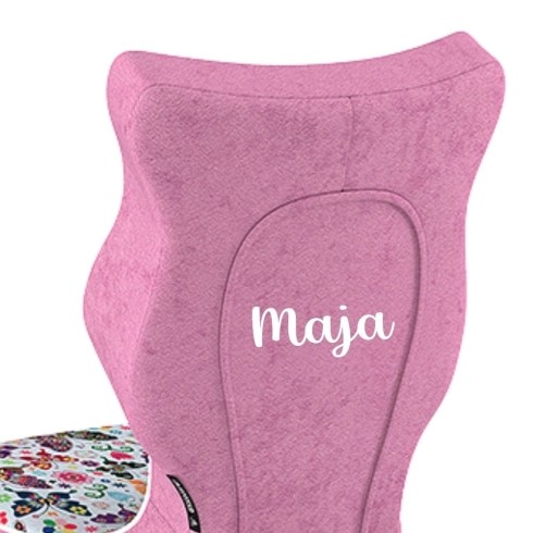 Krzesło dziecięce obrotowe do biurka Petit dla dziewczynki wzrost 119-159 cm szara podstawa stopki z podnóżkiem - Haft-imienny-Maja-bialy