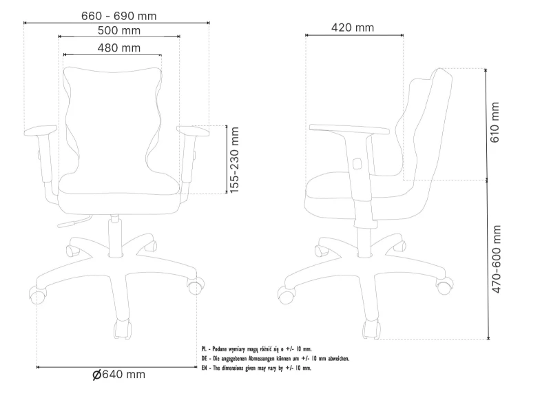 Krzesło biurowe obrotowe do biurka Arco wzrost powyżej 188 cm szara podstawa kółka