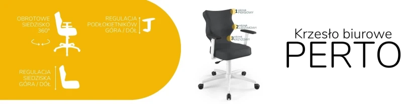 Krzesło biurowe obrotowe do biurka Perto wzrost 159-188 cm biała podstawa kółka