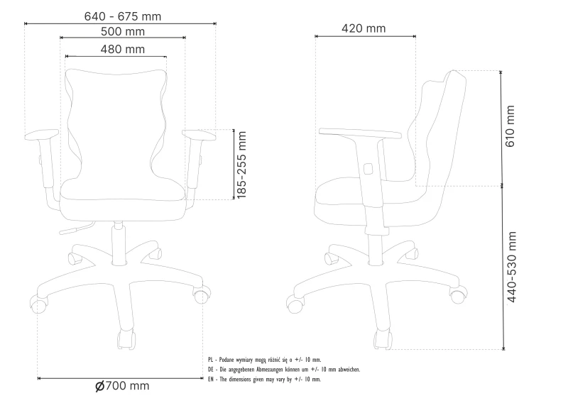 Krzesło biurowe obrotowe do biurka Perto wzrost powyżej 188 cm aluminiowa podstawa kółka