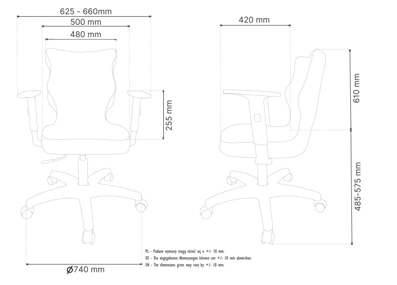Krzesło biurowe obrotowe do biurka Kylie wzrost powyżej 188 cm aluminiowa podstawa kółka