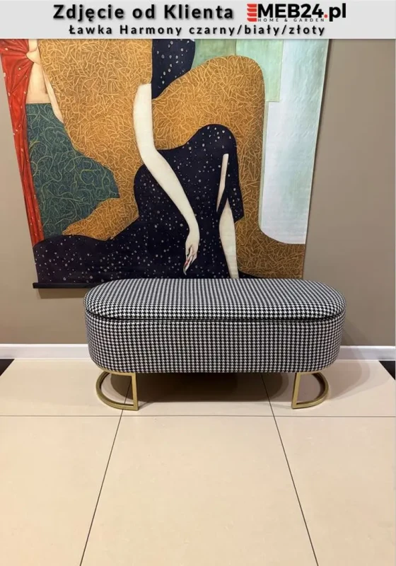 Ławka Harmony z funkcją pojemnika czarny/biały/złoty  - zdjęcie od klienta