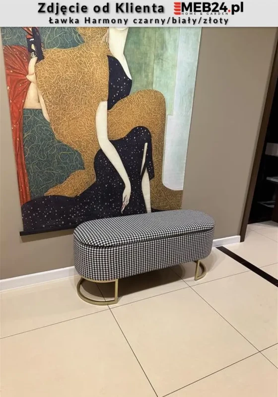 Ławka Harmony z funkcją pojemnika czarny/biały/złoty  - zdjęcie od klienta