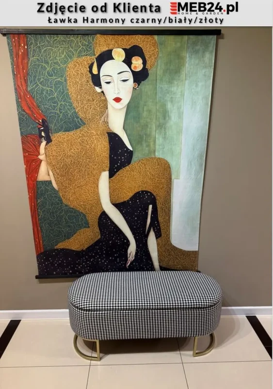 Ławka Harmony z funkcją pojemnika czarny/biały/złoty  - zdjęcie od klienta