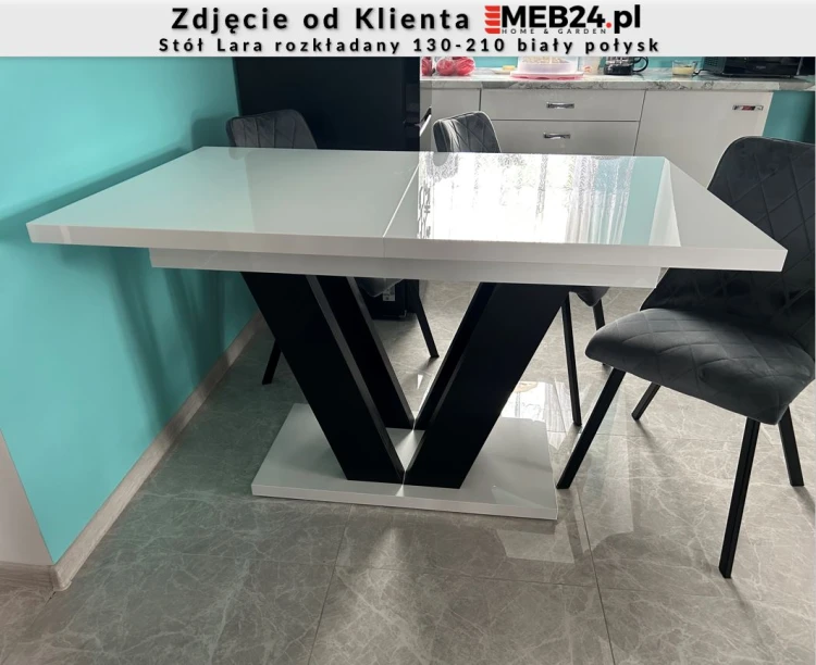 Stół Lara rozkładany 130-210 biały połysk - zdjęcie od klienta