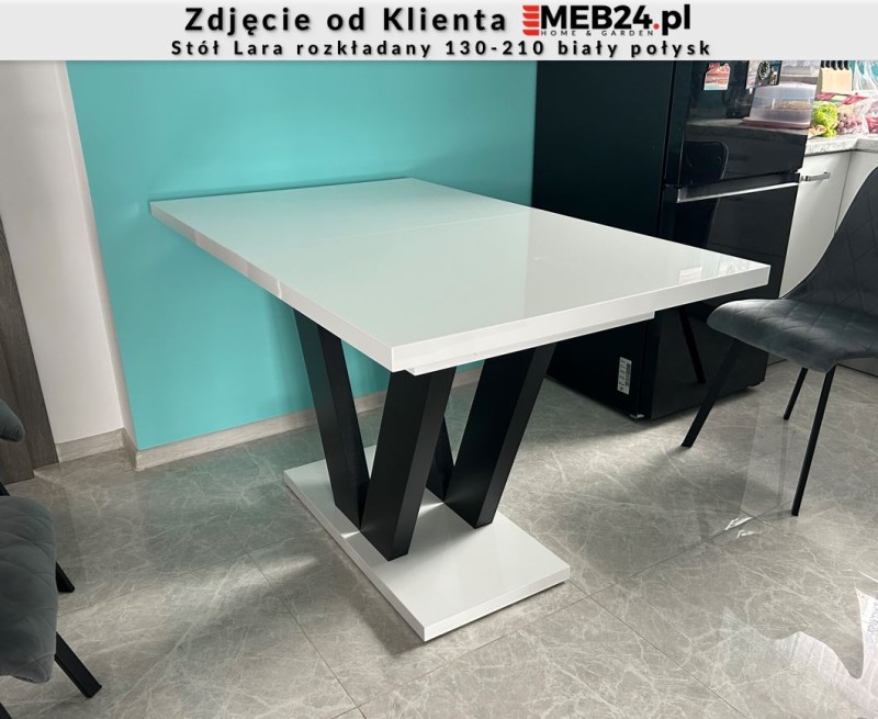 Stół Lara rozkładany 130-210 biały połysk - zdjęcie od klienta