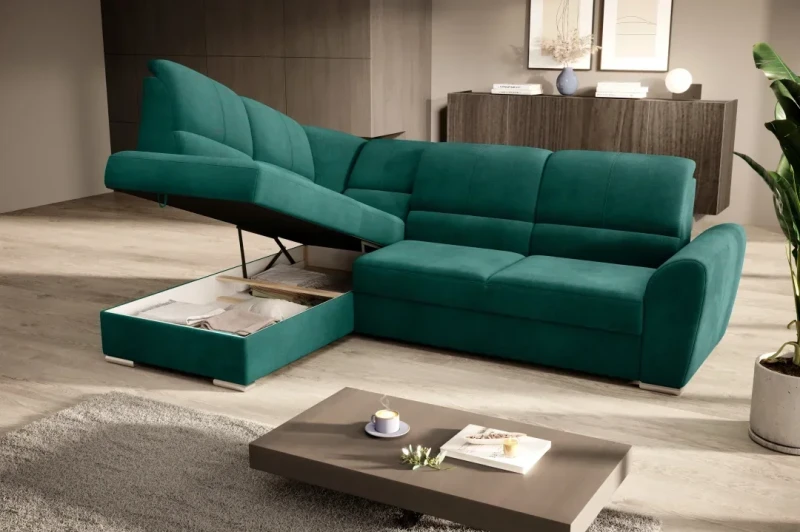 Narożnik rozkładany Siber z pojemnikiem na pościel