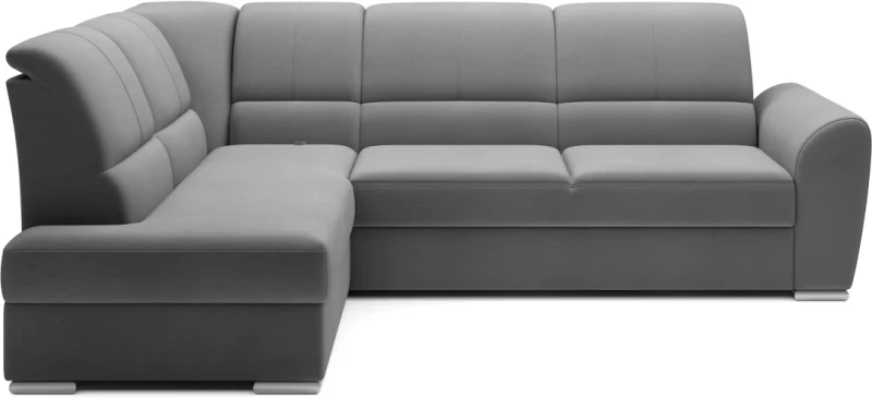 Narożnik rozkładany Siber z pojemnikiem na pościel - Nube 3 odcienie szarości - lewostronny