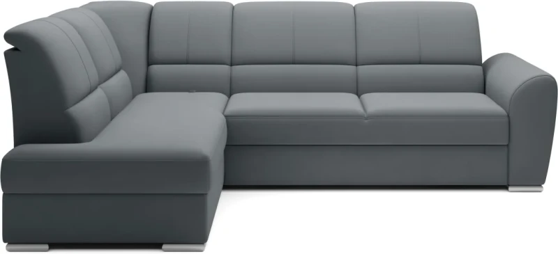 Narożnik rozkładany Siber z pojemnikiem na pościel - Velvetmat 4 odcienie szarości - lewostronny