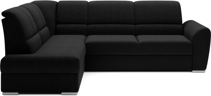 Narożnik rozkładany Siber z pojemnikiem na pościel - Flores 10 odcienie czarnego - lewostronny