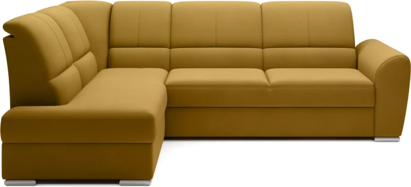 Narożnik rozkładany Siber z pojemnikiem na pościel - Loco 45 odcienie żółci - lewostronny