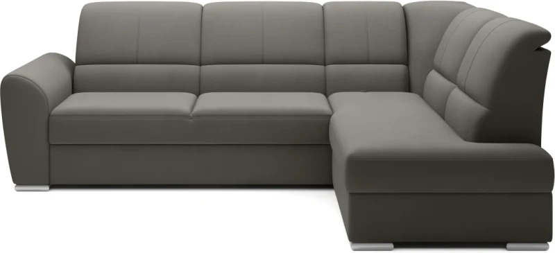 Narożnik rozkładany Siber z pojemnikiem na pościel - Loco 4 odcienie szarości - prawostronny