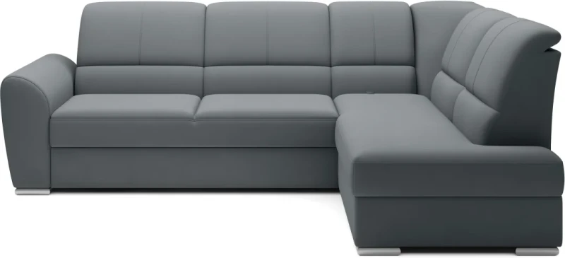 Narożnik rozkładany Siber z pojemnikiem na pościel - Velvetmat 4 odcienie szarości - prawostronny