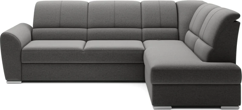 Narożnik rozkładany Siber z pojemnikiem na pościel - Gojo 5 odcienie szarości - prawostronny