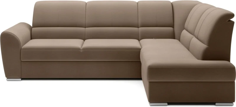 Narożnik rozkładany Siber z pojemnikiem na pościel -  Nube 20 odcienie beżu - prawostronny