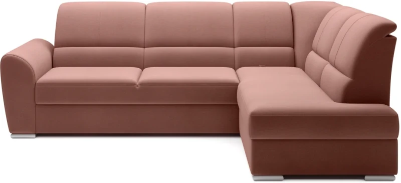 Narożnik rozkładany Siber z pojemnikiem na pościel -  Nube 24 odcienie różu - prawostronny