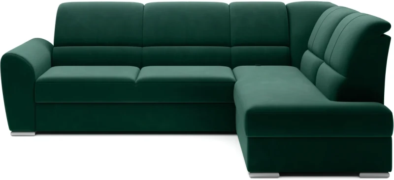 Narożnik rozkładany Siber z pojemnikiem na pościel -  Lukso 35 odcienie zieleni - prawostronny