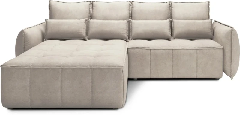 Narożnik rozkładany Campo z pojemnikiem na pościel  - Relax 20 odcienie beżu - Lewostronny