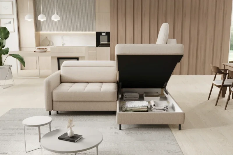 Narożnik rozkładany Barea z pojemnikiem na pościel