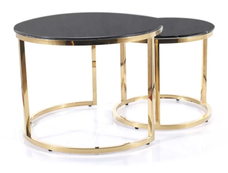 Zestaw stolików Muse II czarny efekt marmuru/złoty