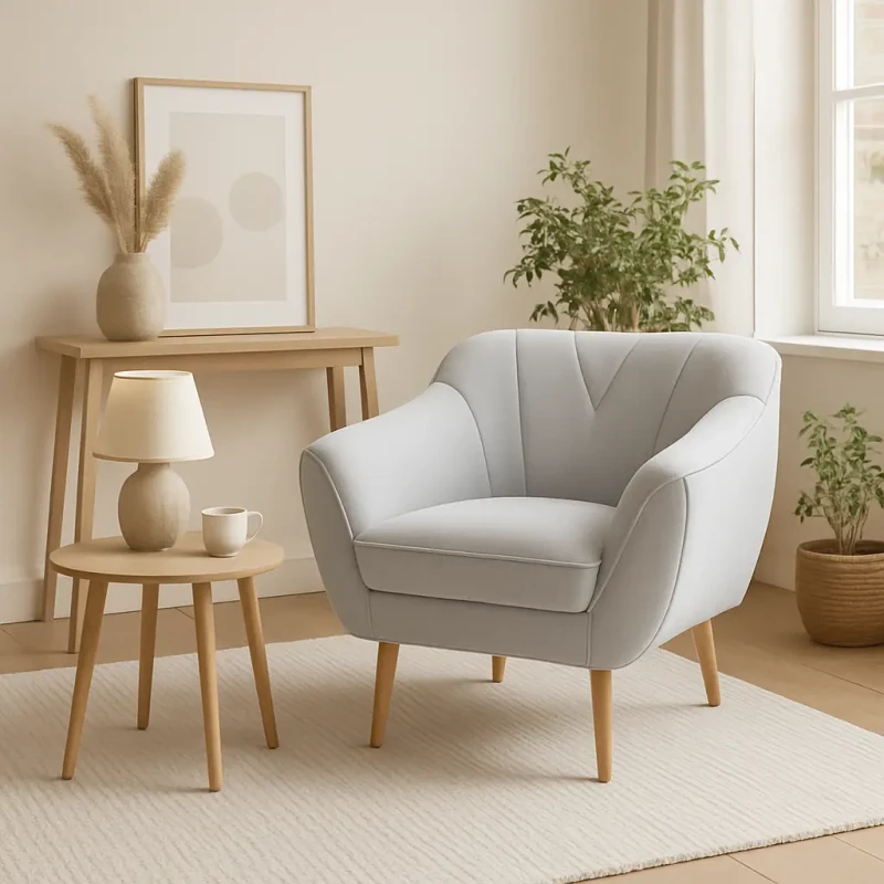 Fotel tapicerowany Mia w stylu skandynawskim