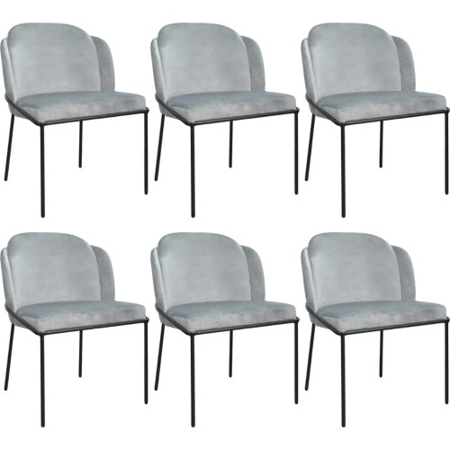Krzesło tapicerowane Polly New komplet 6 szt kolor tapicerki szary, nogi czarne outlet