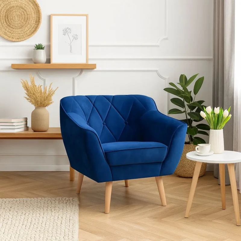 Fotel tapicerowany Cindy w stylu skandynawskim