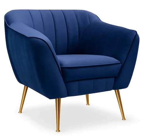 Fotel tapicerowany granatowy Delicante w stylu skandynawskim Monolith 77 outlet 