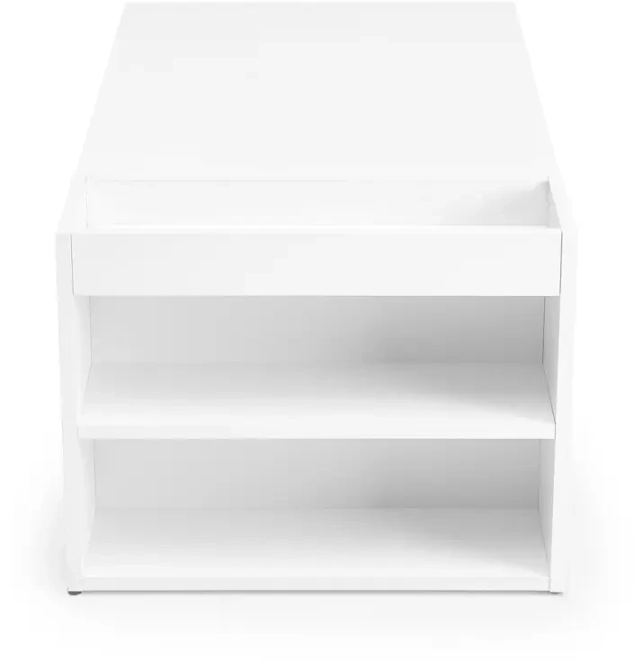 Stolik kawowy Murcia funkcjonalny prostokątny z półkami do salonu 100 cm biały