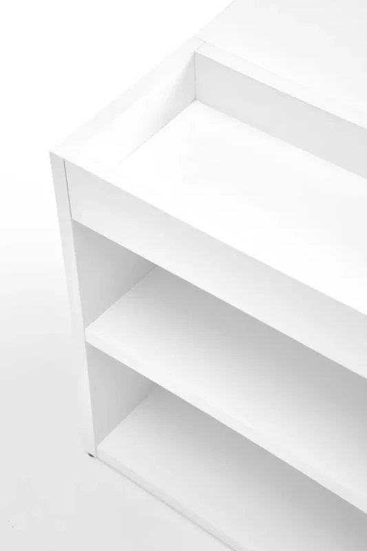 Stolik kawowy Murcia funkcjonalny prostokątny z półkami do salonu 100 cm biały