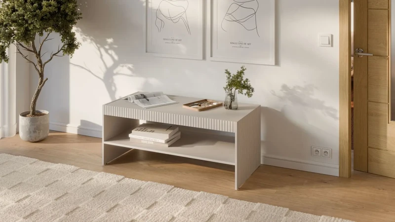 Ława Paxos LAW-1 z ryflowanymi frontami kaszmir/czarny