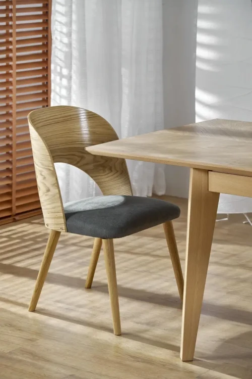Krzesło drewniane Cadiz w stylu retro dąb naturalny / popiel
