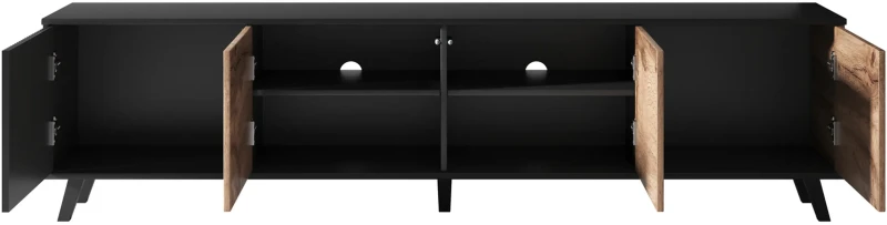 Szafka stolik RTV Random RTV-3 200 cm dąb wotan/czarny