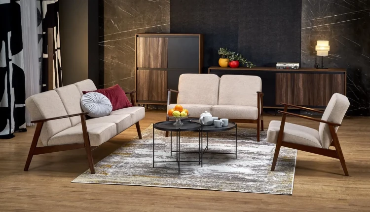 Fotel tapicerowany Milano 1S styl retro beżowy